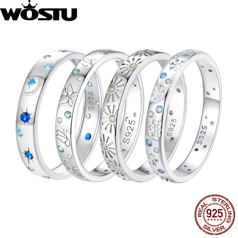 WOSTU 925 Sterling Silver Season Rings Snowflower Spring Butterfly Sunshine Zircon Band Rings For Women Anniversary Jewelry Gift
WOSTU 925 Sterling Silver Season Rings Snowflower Spring Butterfly Sunshine Zircon Band Rings For Women Anniversary Jewelry Gift