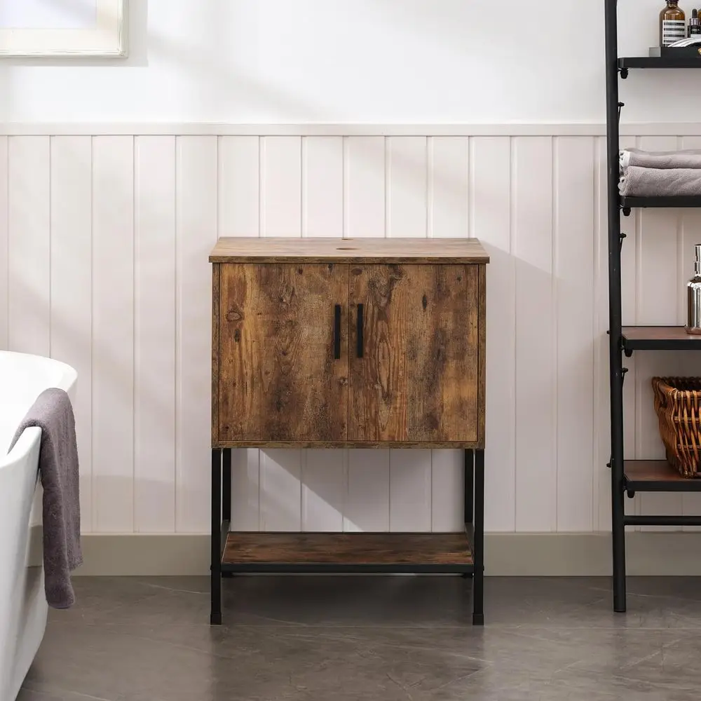 24 Rustic Brown Bathroom Vanity with Sink, Industrial Style Iron Cabinet Set (Without Sink Combo)
24 Rustic Brown Bathroom Vanity with Sink, Industrial Style Iron Cabinet Set (Without Sink Combo)