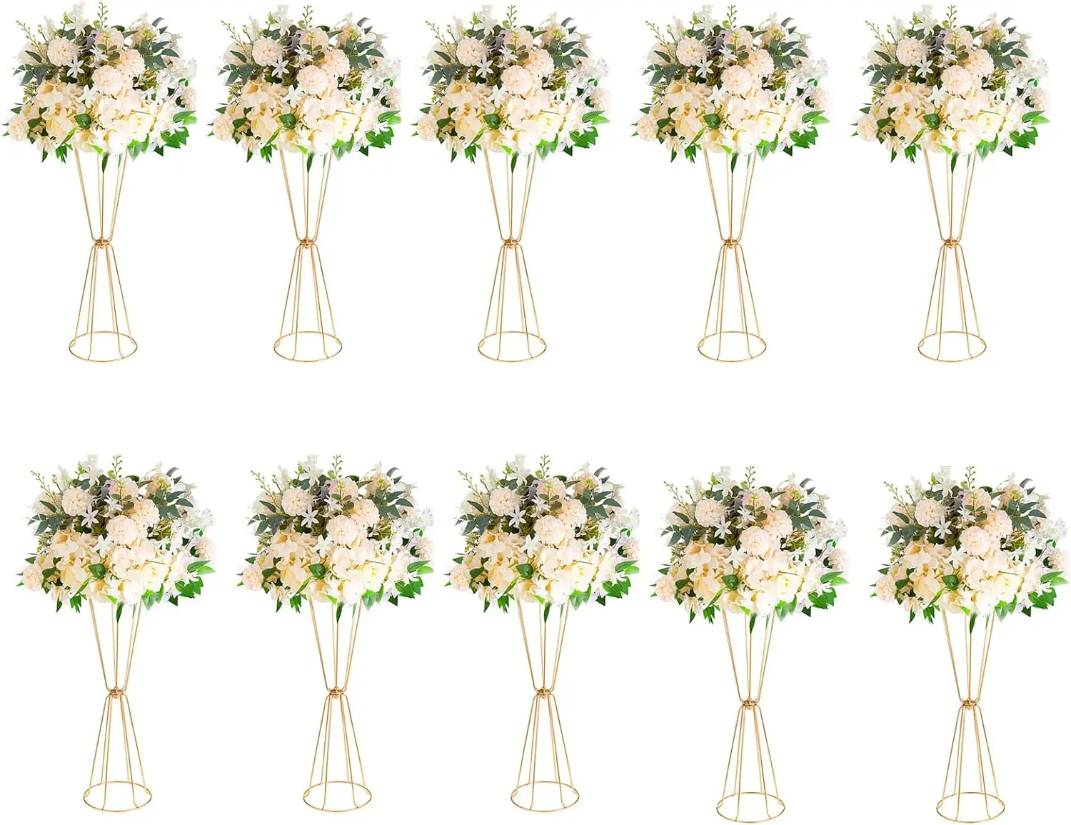 Gold Geometric Centerpieces for Table - Set of 10 Metal Flower Stand for Wedding, 23.6in Tall Vases for Centerpiece Table Decora
Gold Geometric Centerpieces for Table - Set of 10 Metal Flower Stand for Wedding, 23.6in Tall Vases for Centerpiece Table Decora