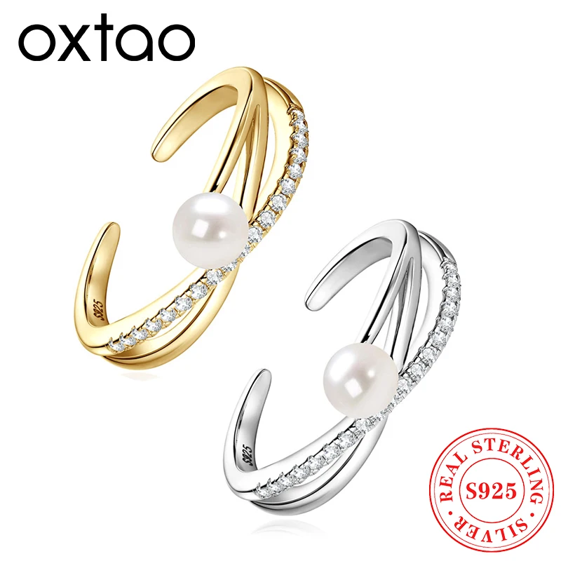 OXTAO Natural White Freshwater Pearl Ring For Women Fashion Cross-Opening Ring 925 Sterling Silver Wedding Anniversary Jewelry
OXTAO Natural White Freshwater Pearl Ring For Women Fashion Cross-Opening Ring 925 Sterling Silver Wedding Anniversary Jewelry