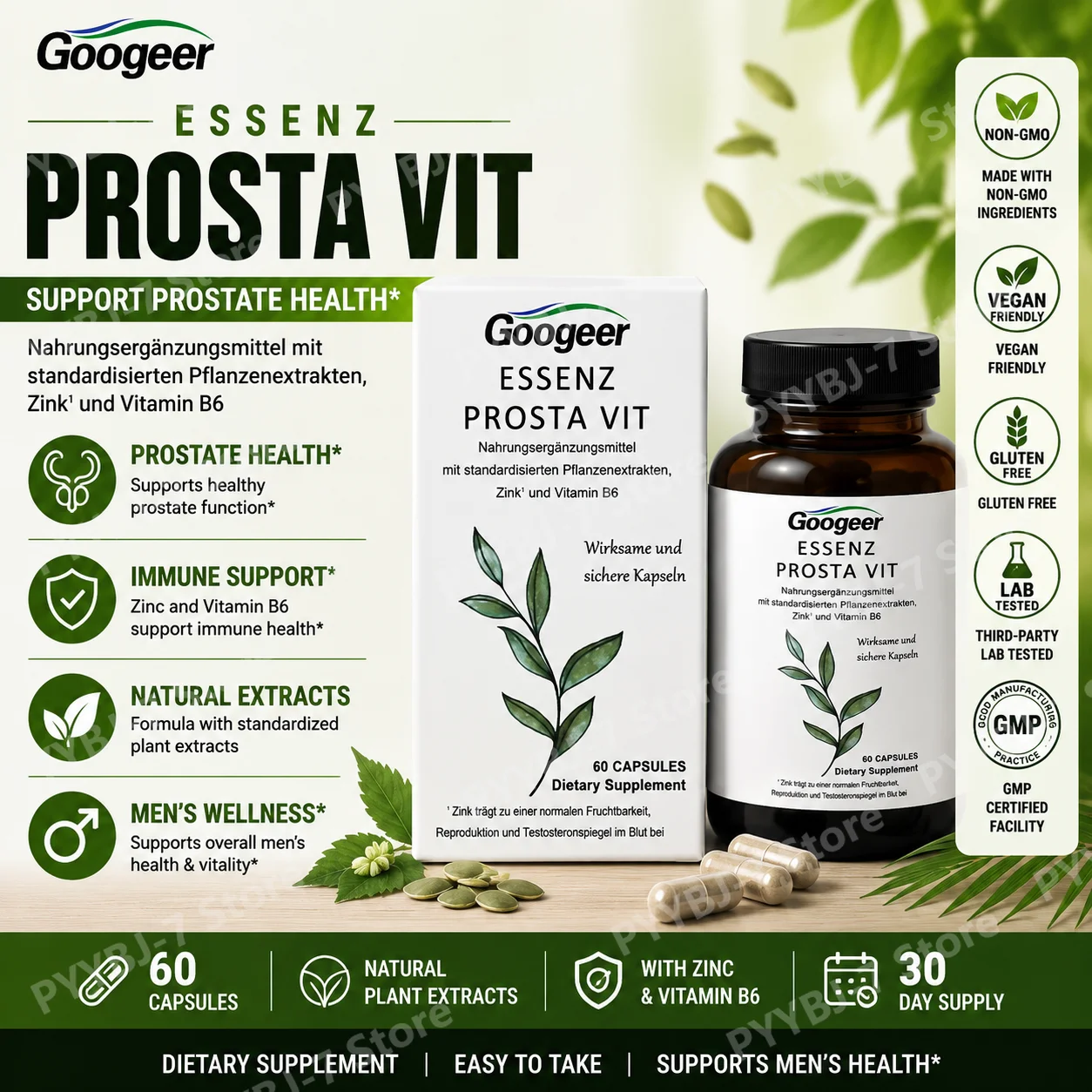 Men’s Wellness Capsules with Saw Palmetto, Nettle Root, Zinc & Vitamin B6, Herbal Plant Extract Blend Daily Support, 60 Count
Men’s Wellness Capsules with Saw Palmetto, Nettle Root, Zinc & Vitamin B6, Herbal Plant Extract Blend Daily Support, 60 Count