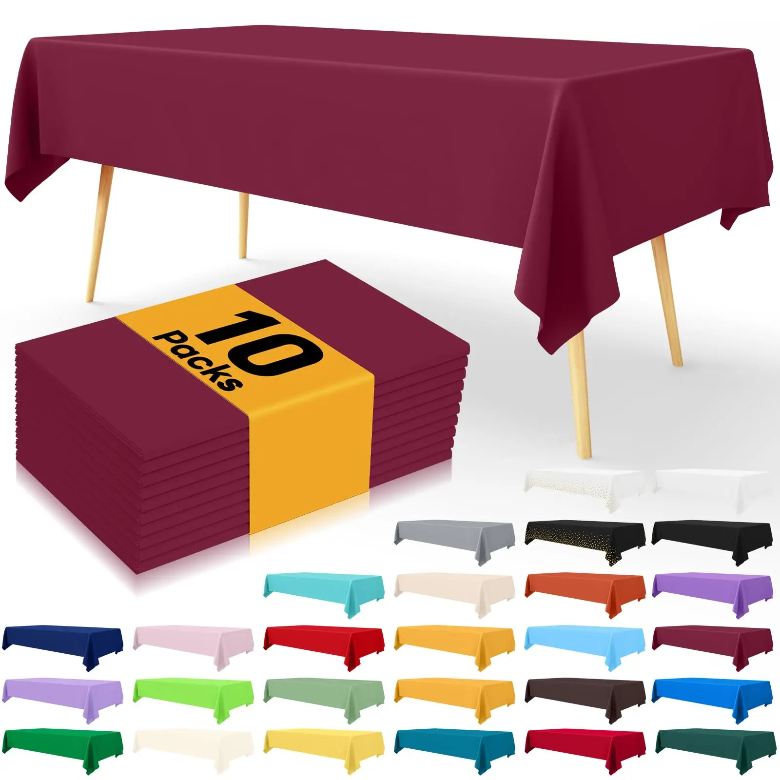 Kitinjoy Disposable Table Cloth 6 Pack Waterproof Plastic Tablecloth Decorative Rectangle Table Covers for Party Birthday Picnic 
Kitinjoy Disposable Table Cloth 6 Pack Waterproof Plastic Tablecloth Decorative Rectangle Table Covers for Party Birthday Picnic