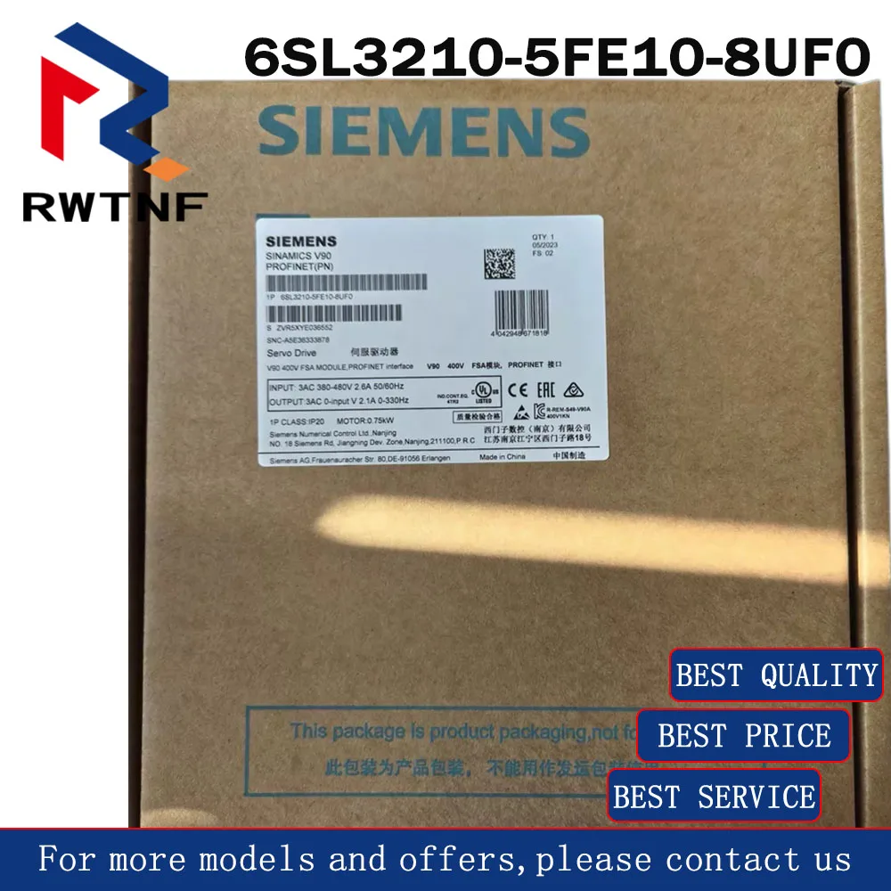 Brand New Genuine 6SL3210-5FE10-8UF0 SIEMENS Servo drive 0.75 kW,100% original warehouse stock
Brand New Genuine 6SL3210-5FE10-8UF0 SIEMENS Servo drive 0.75 kW,100% original warehouse stock