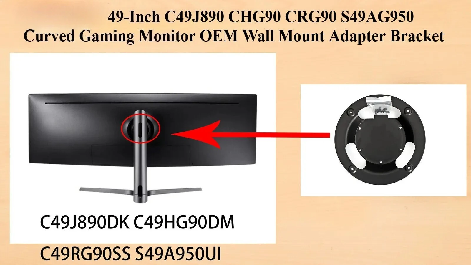 Wall Mount Adapter Bracket BN96-42913B BN96-42913D BN96-42913 for Display S49A950UIC S49A950UIN S49A950UIP S49A950UIU S49A950UIE 
Wall Mount Adapter Bracket BN96-42913B BN96-42913D BN96-42913 for Display S49A950UIC S49A950UIN S49A950UIP S49A950UIU S49A950UIE