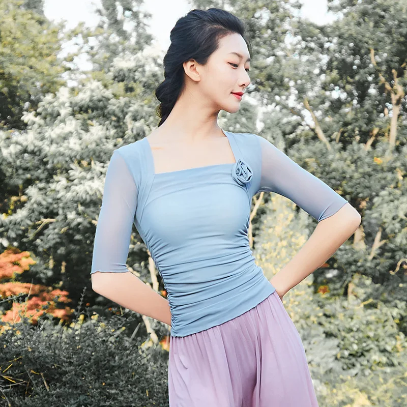 2022 Summer Women Middle Sleeve Dance Training Clothes Mesh Slim Fit T Shirt Modern Dancing Costume Sexy Dancewear Blouse Tops
2022 Summer Women Middle Sleeve Dance Training Clothes Mesh Slim Fit T Shirt Modern Dancing Costume Sexy Dancewear Blouse Tops