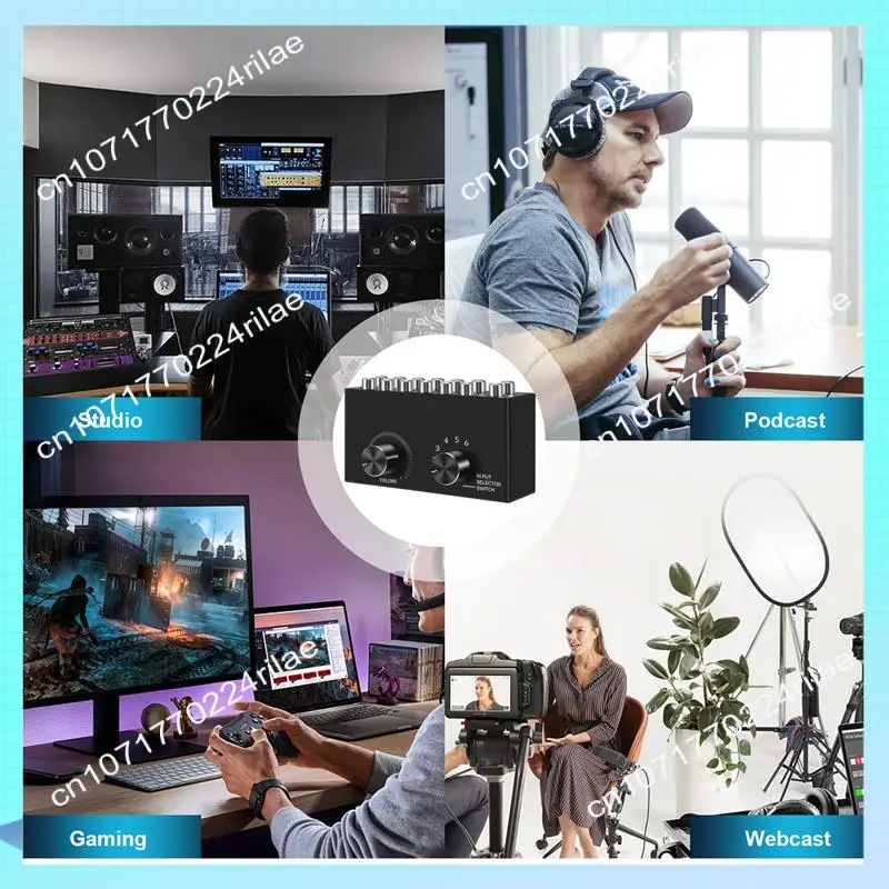 A17Z 6 In 1 Out L / R Stereo Audio Switcher With Mute Button Portable RCA Stereo Audio Switch Audio Splitter
A17Z 6 In 1 Out L / R Stereo Audio Switcher With Mute Button Portable RCA Stereo Audio Switch Audio Splitter