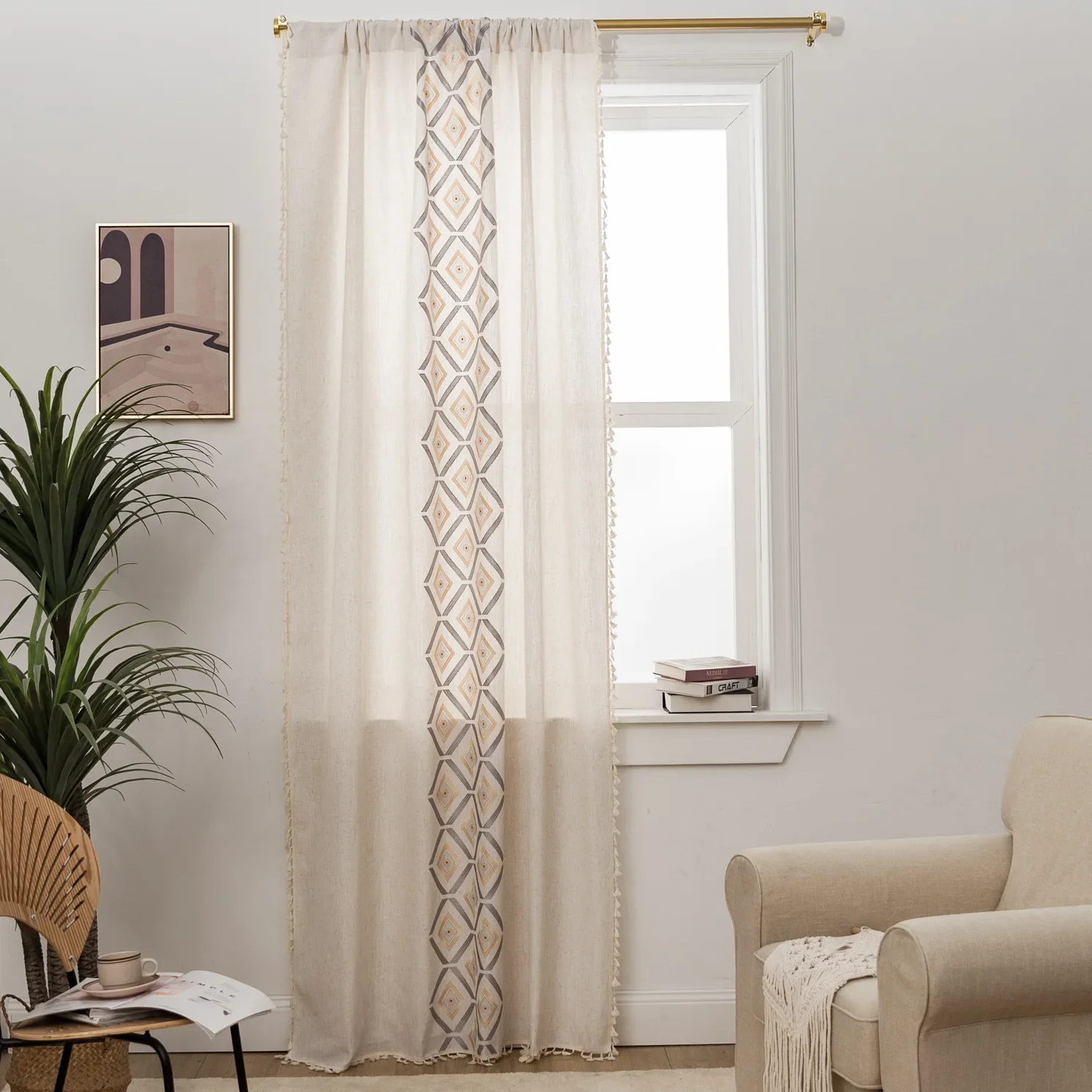 American Cotton Linen Geometry Embroidered Home Window Curtain Tassels Blackout Drapes Curtains for Living Room Bedroom Kitchen
American Cotton Linen Geometry Embroidered Home Window Curtain Tassels Blackout Drapes Curtains for Living Room Bedroom Kitchen