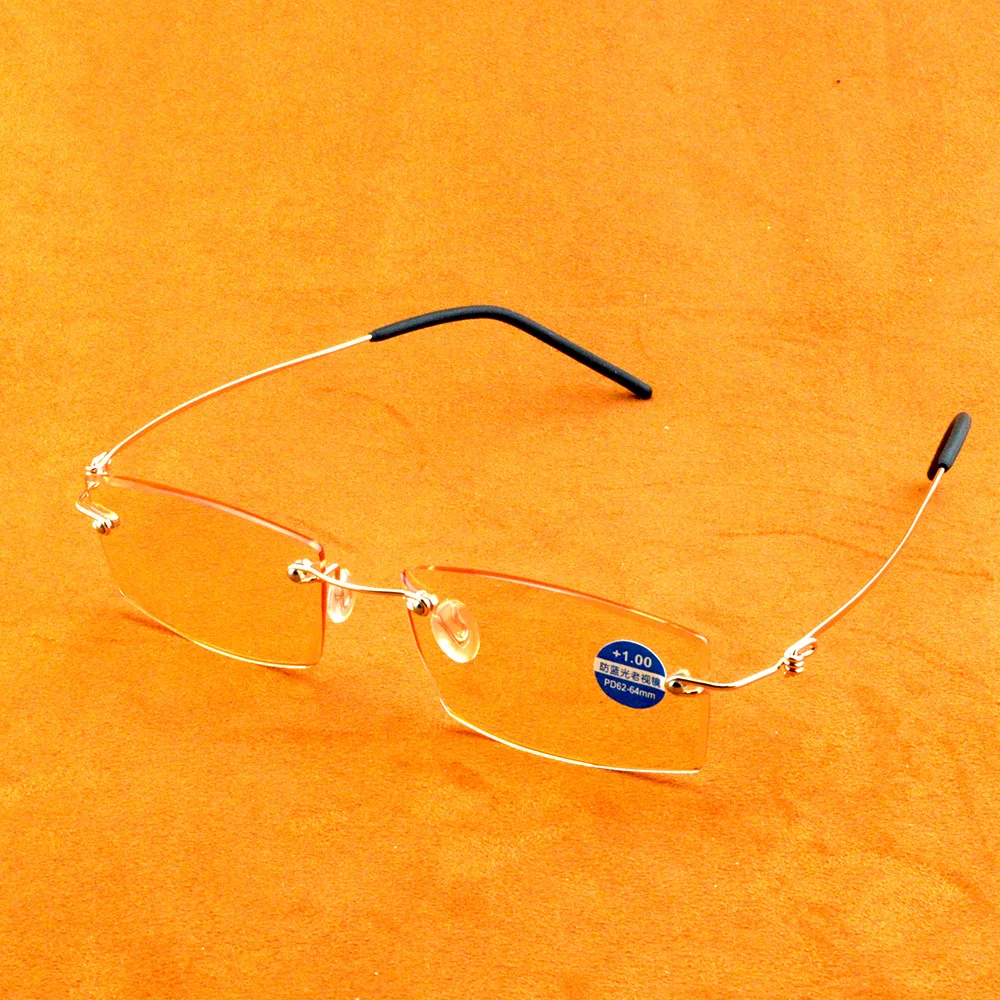 Rimless Titanium 15 Layers Coated Shallow Brown Cut Lens Medical Silicone Nose Pads Antislip Temple Reading Glasses +0.75 To+4
Rimless Titanium 15 Layers Coated Shallow Brown Cut Lens Medical Silicone Nose Pads Antislip Temple Reading Glasses +0.75 To+4