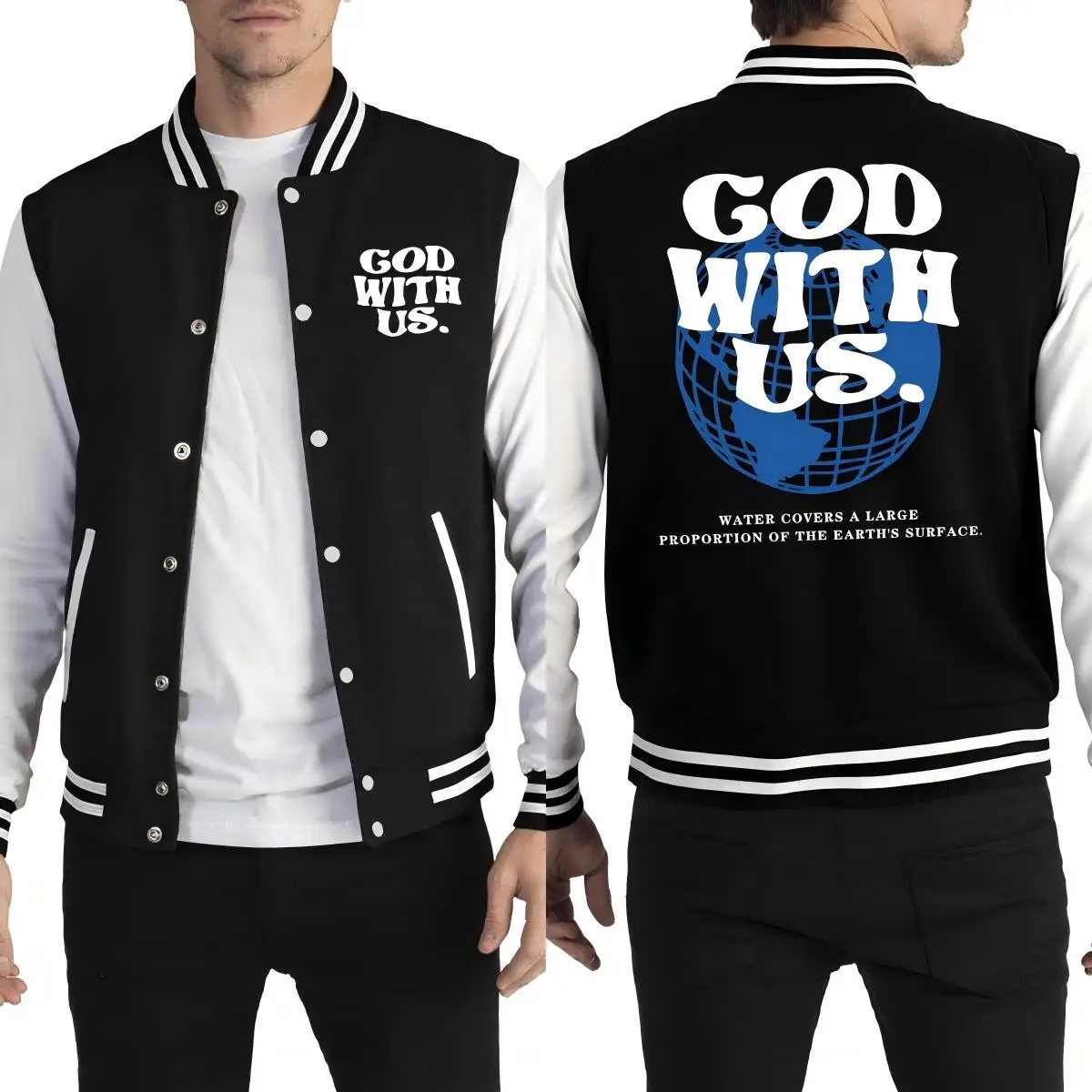 God With Us Water Covers Earth Printed Men Baseball Uniform Casual Pocket Clothes All-Match Loose Jacket Soft Autumn Sportswear
God With Us Water Covers Earth Printed Men Baseball Uniform Casual Pocket Clothes All-Match Loose Jacket Soft Autumn Sportswear