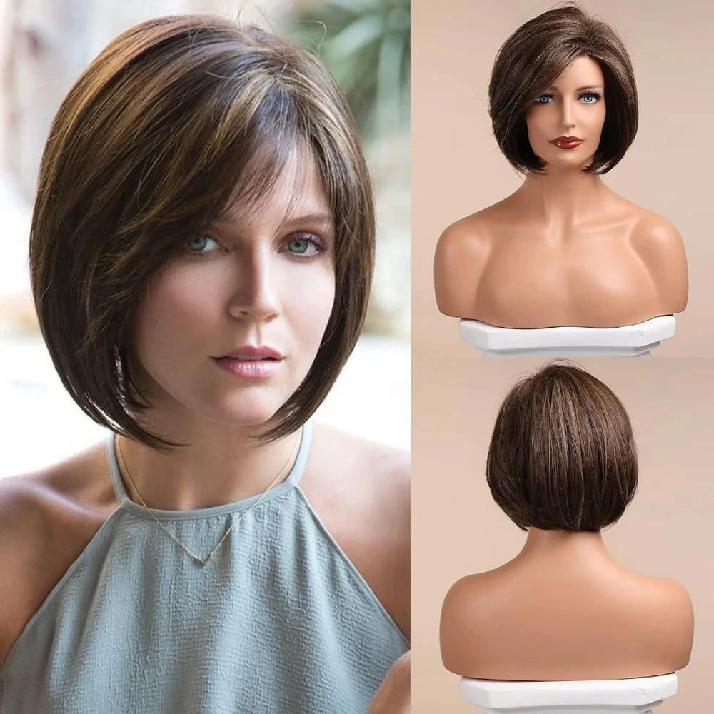 HAIRJOY Synthetic Hair Brown Bob Wig Short Hair Wigs for Women Highlight Mixed Blonde Heat Resistant Fibre Synthetic Wig
HAIRJOY Synthetic Hair Brown Bob Wig Short Hair Wigs for Women Highlight Mixed Blonde Heat Resistant Fibre Synthetic Wig