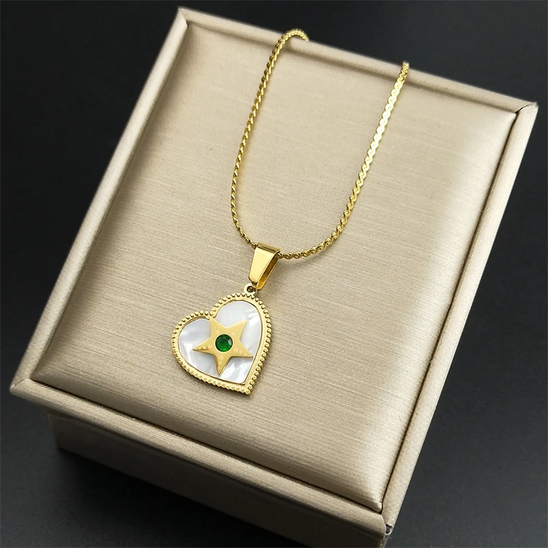 Aesthetic Shell Heart Pendant Necklace Choker for Women Stainless Steel Korean Neckalces Jewelry Valentines Day Gifts NZZZ42S04
Aesthetic Shell Heart Pendant Necklace Choker for Women Stainless Steel Korean Neckalces Jewelry Valentines Day Gifts NZZZ42S04