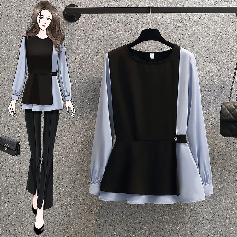 plus Size Women's Shirt Slimming Patchwork Waist-Cinching Fake Two-Piece Spring New Style Fashionable Age-Defying Top Trendy
plus Size Women's Shirt Slimming Patchwork Waist-Cinching Fake Two-Piece Spring New Style Fashionable Age-Defying Top Trendy