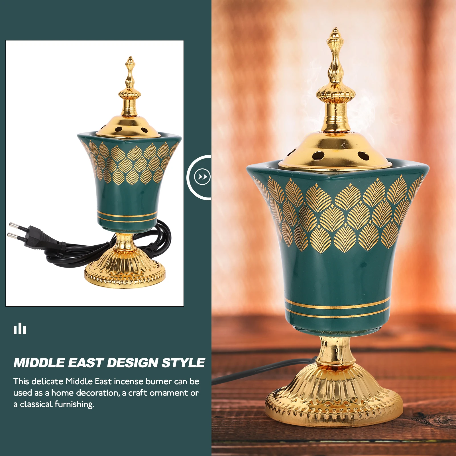Decorative Electric Incense Burner with Warm Glow Plug In Aroma Stove for Living Room Bedroom Middle Eastern Sandalwood Scent
Decorative Electric Incense Burner with Warm Glow Plug In Aroma Stove for Living Room Bedroom Middle Eastern Sandalwood Scent