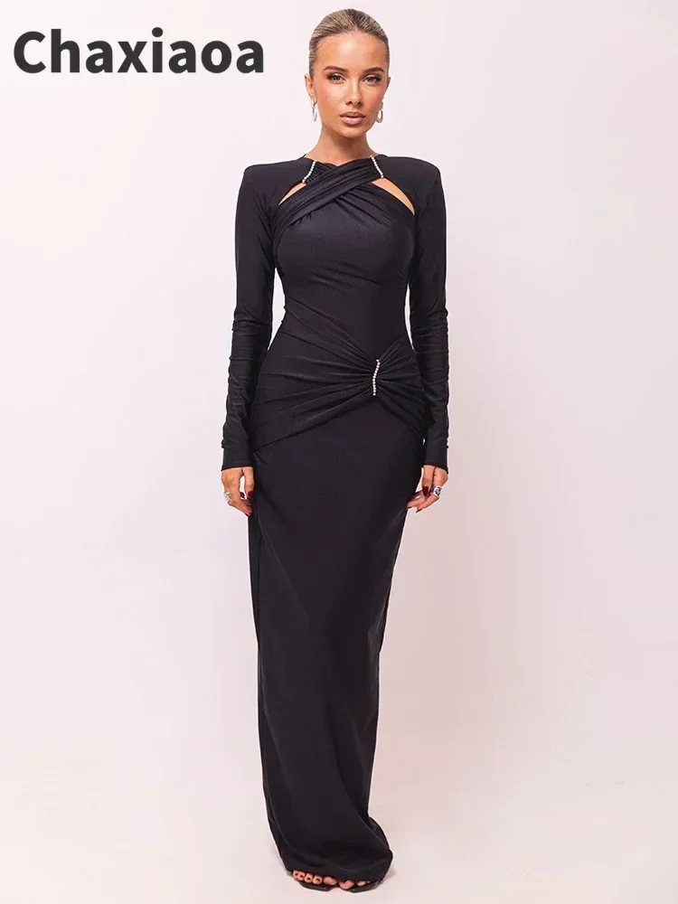 Chaxiaoa Hollow Out Long Sleeve Sexy Maxi Dress for Women Gown Fashion Solid Bodycon Ruched Club Evening Elegant Long Dress
Chaxiaoa Hollow Out Long Sleeve Sexy Maxi Dress for Women Gown Fashion Solid Bodycon Ruched Club Evening Elegant Long Dress