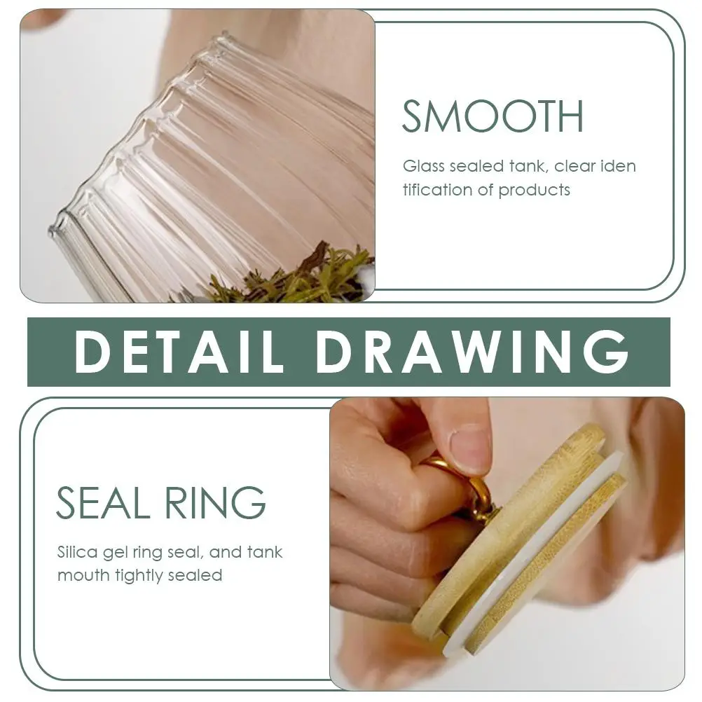 Striped Glass Tea Jar Candy Container Airtight Food Storage Kitchen Canister Sealed Lid Round Shape Holder
Striped Glass Tea Jar Candy Container Airtight Food Storage Kitchen Canister Sealed Lid Round Shape Holder