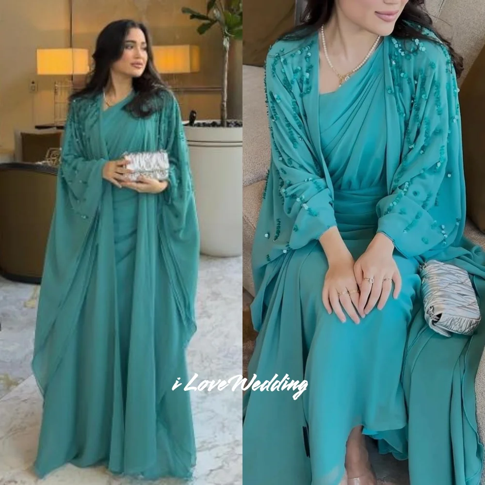 Lake Blue V-neck A-line Long Sleeve Chiffon Beaded Prom Dress Saudi Arabia Bespoke Occasion Dresses Floor-length Pleated Customi
Lake Blue V-neck A-line Long Sleeve Chiffon Beaded Prom Dress Saudi Arabia Bespoke Occasion Dresses Floor-length Pleated Customi