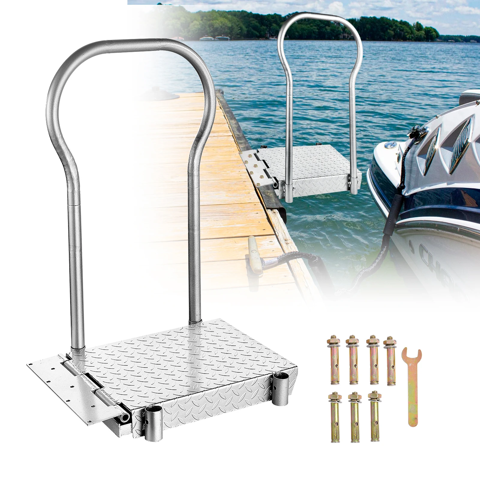 Dock Steps for Boats, 500 Pounds Capacity pedal Folding Carbon Steel Boat Dock Steps with Handrail, for Crewman Seniors Pets
Dock Steps for Boats, 500 Pounds Capacity pedal Folding Carbon Steel Boat Dock Steps with Handrail, for Crewman Seniors Pets