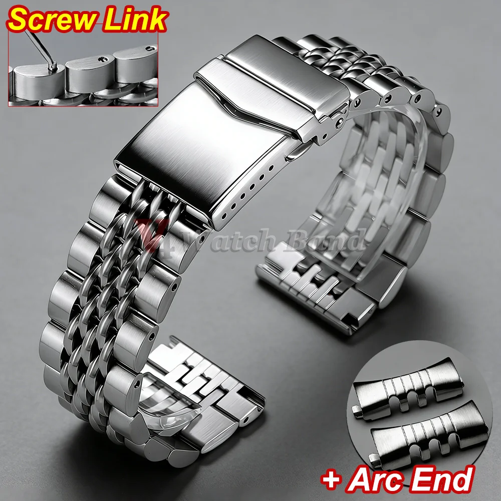 Arc Flat Interface Screw Stainless Steel Strap Curved End Watch Band for Men Business Wristband Arc End Silver Belt 20mm 22mm
Arc Flat Interface Screw Stainless Steel Strap Curved End Watch Band for Men Business Wristband Arc End Silver Belt 20mm 22mm
