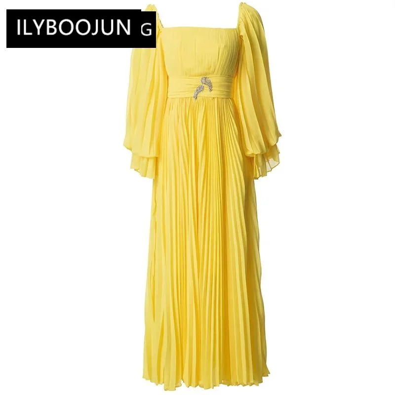 Summer Dress Women Square Collar Lantern Sleeve Crystal Diamonds Elegant Party Pleated Dresses For Women 2023 Runway Luxury
Summer Dress Women Square Collar Lantern Sleeve Crystal Diamonds Elegant Party Pleated Dresses For Women 2023 Runway Luxury