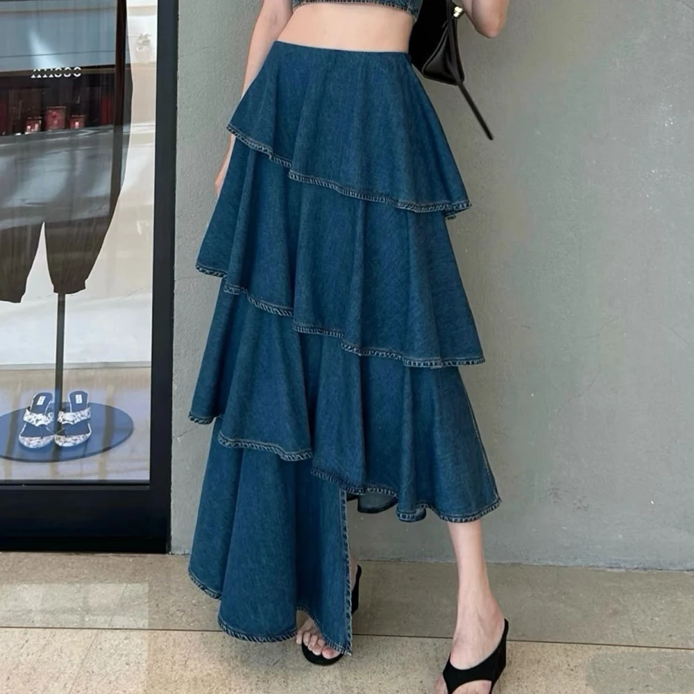Cotton Blend Women's Denim Skirt Y2k Layered Waist Slim Elegant Commuter Asymmetric Design Straight Skirt 2025 Early Autumn New
Cotton Blend Women's Denim Skirt Y2k Layered Waist Slim Elegant Commuter Asymmetric Design Straight Skirt 2025 Early Autumn New