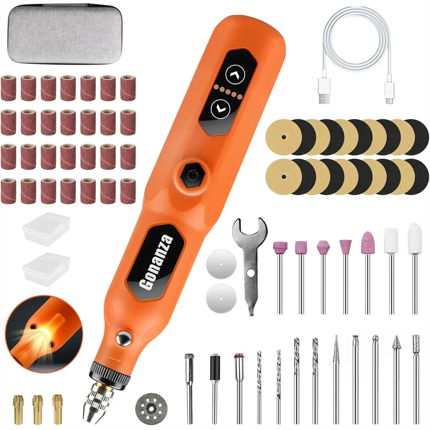 Mini Cordless Rotary Tool Kit with 78 Pcs Accessories, 5-Speed Variable Speed & LED Light, USB-C Rechargeable for DIY Crafts and
Mini Cordless Rotary Tool Kit with 78 Pcs Accessories, 5-Speed Variable Speed & LED Light, USB-C Rechargeable for DIY Crafts and