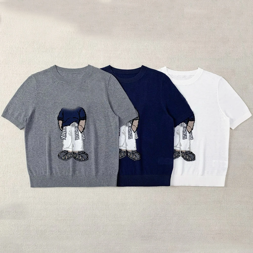 New Vintage Style Women's Knitted Light Short Sleeve Top Cartoon Pattern All-Match Simple Design round Neck Pullover Summer
New Vintage Style Women's Knitted Light Short Sleeve Top Cartoon Pattern All-Match Simple Design round Neck Pullover Summer