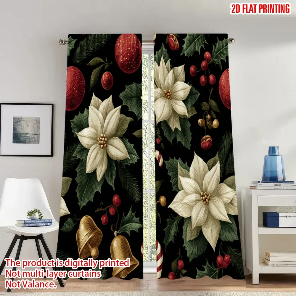2pcs 2D flat printing Classic Christmas Curtains Christmas Poinsettia Holly Bells Digital Printed Polyester Drapes Festive
2pcs 2D flat printing Classic Christmas Curtains Christmas Poinsettia Holly Bells Digital Printed Polyester Drapes Festive