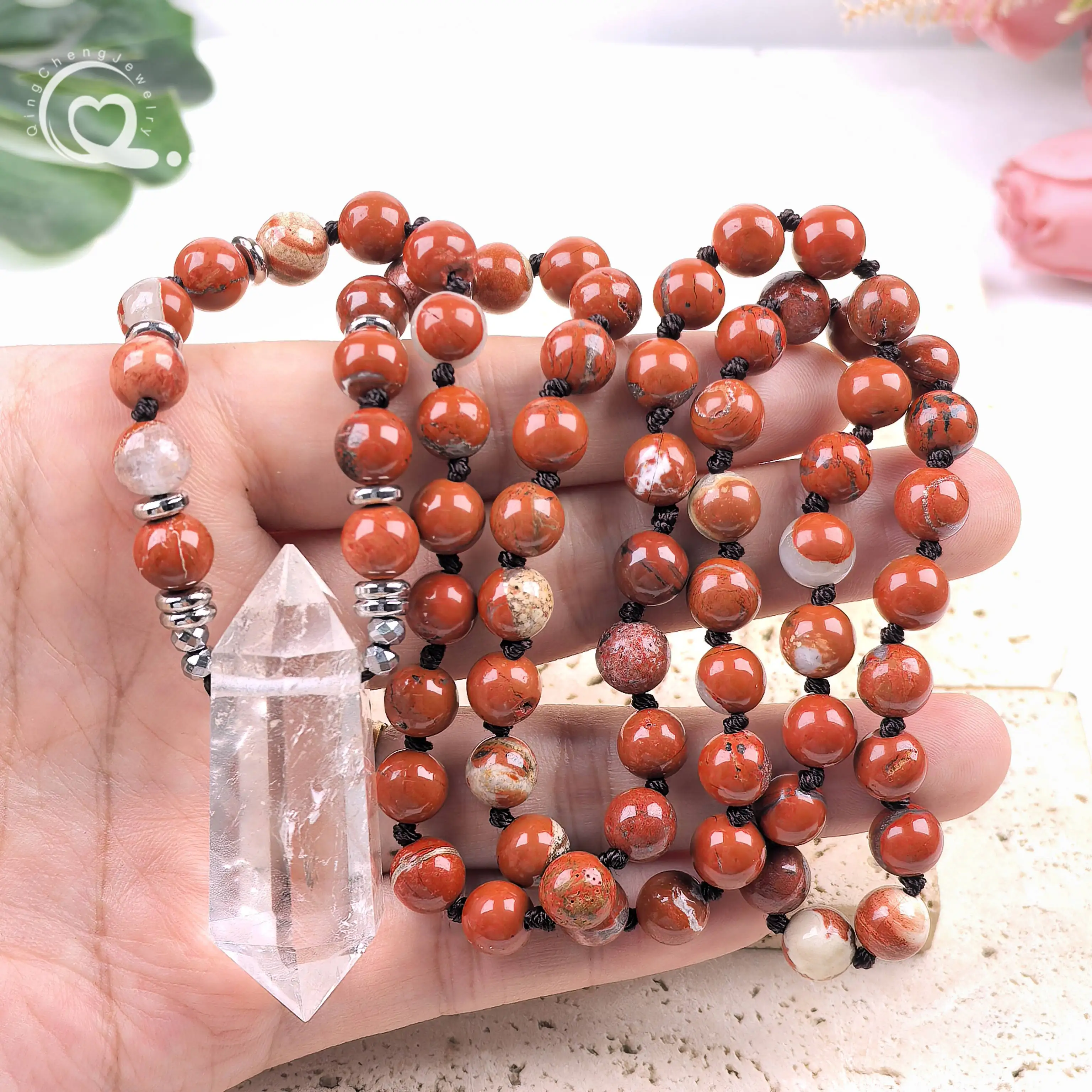 Natural Red Jasper 8mm Round Beads Mala Necklace Knotted Handmade Crystal Double Point Pendants Yoga Prayer Women Jewelry,QC0183
Natural Red Jasper 8mm Round Beads Mala Necklace Knotted Handmade Crystal Double Point Pendants Yoga Prayer Women Jewelry,QC0183