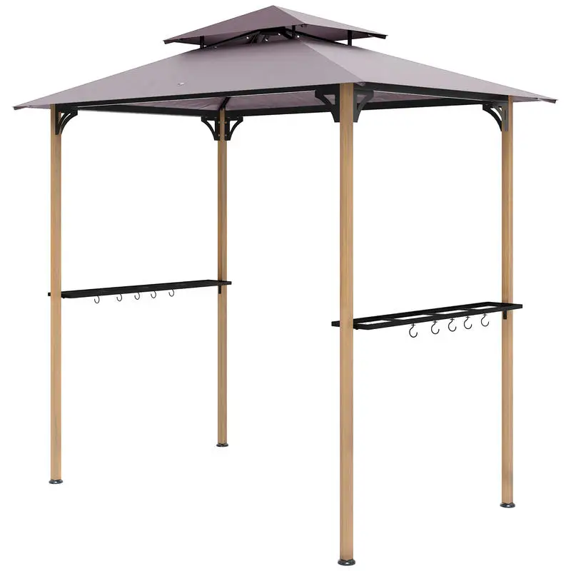 8' x 5' Grill Gazebo, Double Tiered Barbecue Grill Gazebo Shelter with 2 Side Shelves and 10 Hooks for Patio, Garden
8' x 5' Grill Gazebo, Double Tiered Barbecue Grill Gazebo Shelter with 2 Side Shelves and 10 Hooks for Patio, Garden