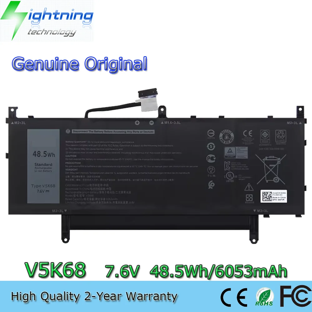 New V5K68 7.6V 48.5Wh Genuine Original Battery for Dell Latitude 9510 9520 2-in-1 Series HYMNG N2NLL 21CP4/60/81-2
New V5K68 7.6V 48.5Wh Genuine Original Battery for Dell Latitude 9510 9520 2-in-1 Series HYMNG N2NLL 21CP4/60/81-2