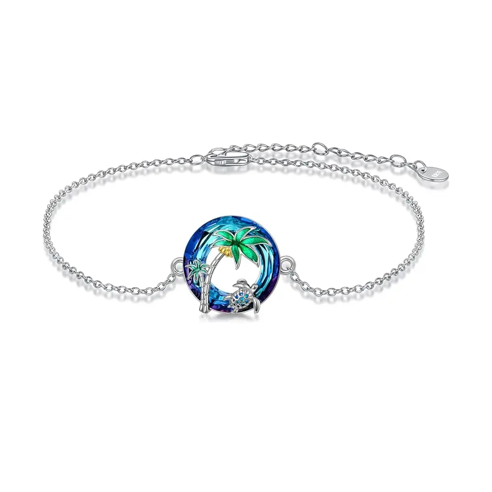 Sea Turtle Bracelet Anklet 925 Sterling Silver Beach Palm Tree Bracelet Summer Crystal Sea Turtle Jewelry Christmas Gifts fo
Sea Turtle Bracelet Anklet 925 Sterling Silver Beach Palm Tree Bracelet Summer Crystal Sea Turtle Jewelry Christmas Gifts fo