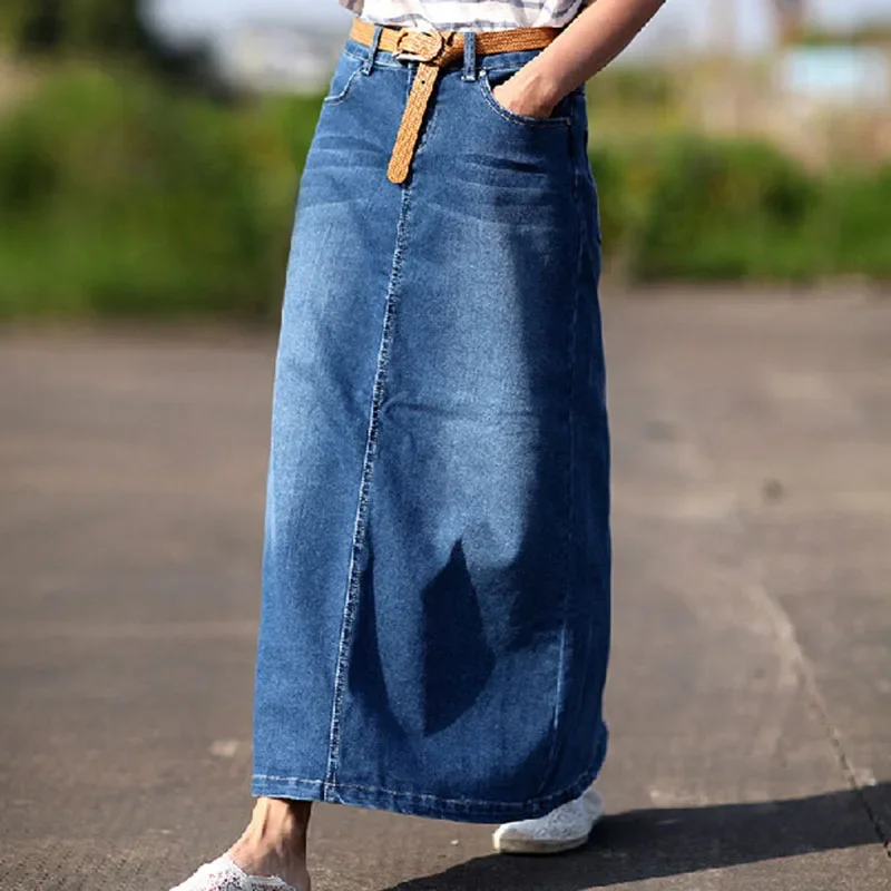 Spring Summer Denim Skirt Women Casual Elastic Waist A Line Long Skirts Ladies Solid Package Hip Blue Skirt
Spring Summer Denim Skirt Women Casual Elastic Waist A Line Long Skirts Ladies Solid Package Hip Blue Skirt