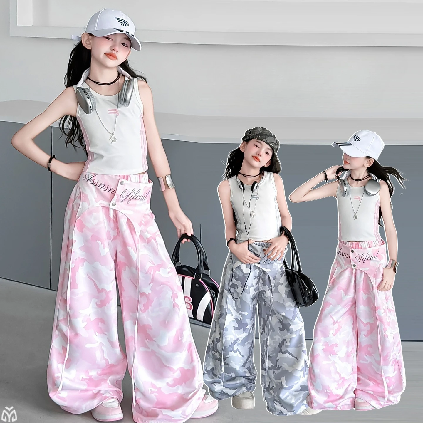 2026 New Girls Summer 2Pcs Set Stylish Sleeveless Vest Camouflage Straight Leg Cargo Pants with Hemline Kids Casual Outfit
2026 New Girls Summer 2Pcs Set Stylish Sleeveless Vest Camouflage Straight Leg Cargo Pants with Hemline Kids Casual Outfit