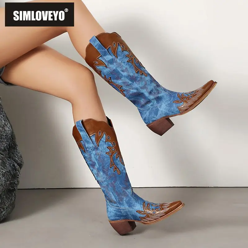 SIMLOVEYO Designer Western Boots Square Toe 6cm Block Heels Slip On Mixed Color Large Size 41 42 43 Cowboy Mid Calf Fall
SIMLOVEYO Designer Western Boots Square Toe 6cm Block Heels Slip On Mixed Color Large Size 41 42 43 Cowboy Mid Calf Fall