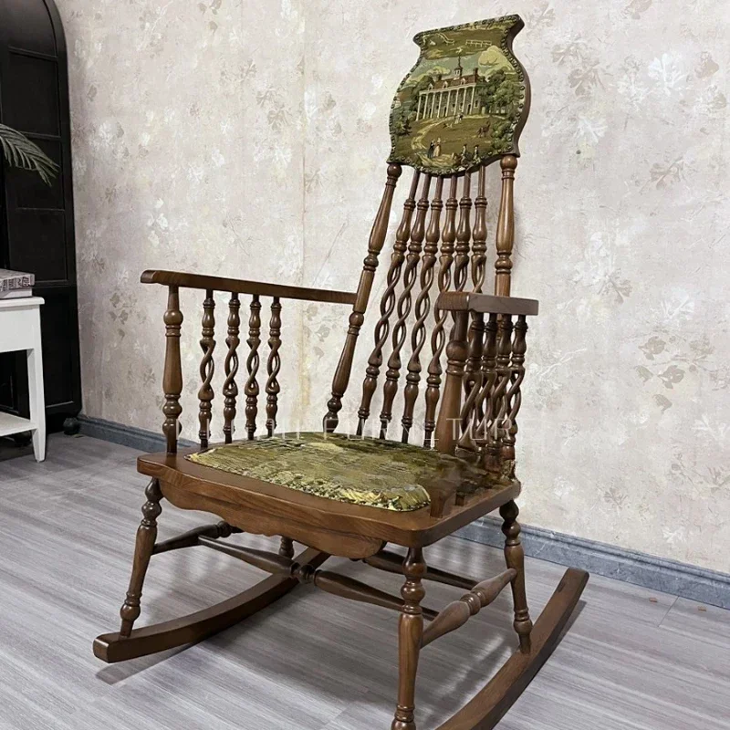 American medieval solid wood rocking chair rustic fully equipped oak leisure recliner free balcony rocking retro
American medieval solid wood rocking chair rustic fully equipped oak leisure recliner free balcony rocking retro