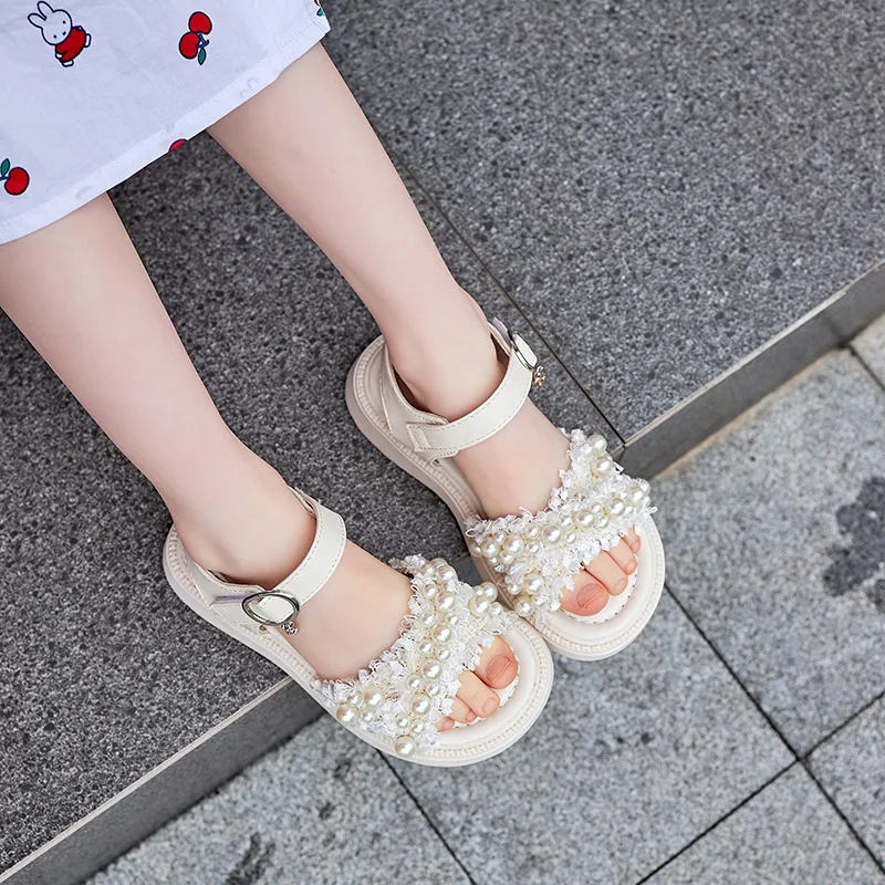 Girls Beading Sandals 2025 New Summer Baby White Pearl Princess Sandals Children's Soft Soled Non-slip Flat Kids Beach Shoes
Girls Beading Sandals 2025 New Summer Baby White Pearl Princess Sandals Children's Soft Soled Non-slip Flat Kids Beach Shoes