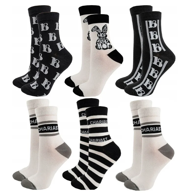 3Pairs Unisex Mid-Calf Socks, Black White Striped & Plaid with Rabbit Teddy Bear Prints, Trendy Casual Sports Socks for Spring Autumn, Ideal Easter Gift for Men Women
3Pairs Unisex Mid-Calf Socks, Black White Striped & Plaid with Rabbit Teddy Bear Prints, Trendy Casual Sports Socks for Spring Autumn, Ideal Easter Gift for Men Women