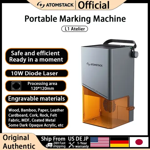 ATOMSTACK 10W Laser Engraving Machine Atelier L1 for All Material Laser Engraver Portable for Metal Wood Plastic Carving