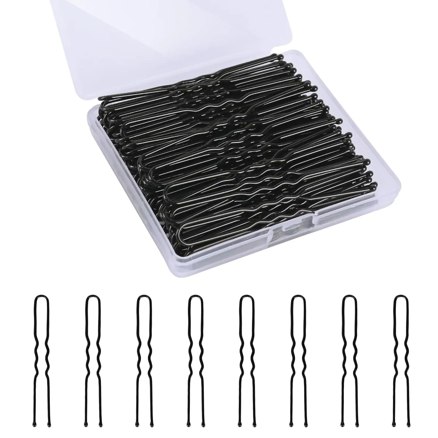 U Shaped Hair Pins, 100PCS 2.4inch Bun Pins for Women Girls with Storage Box, All Hair Types - Black
U Shaped Hair Pins, 100PCS 2.4inch Bun Pins for Women Girls with Storage Box, All Hair Types - Black