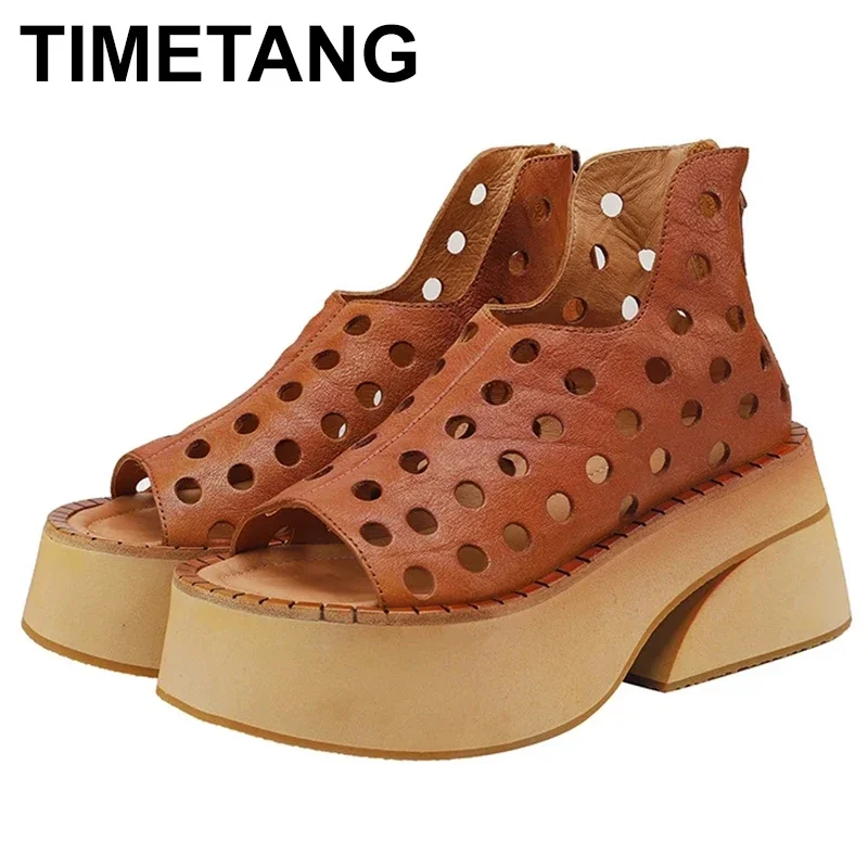 Thick Sole Peep Toe Platform Shoes Women Spring Summer 2023 New Genuine Leather Vintage Comfortable Hollow Out Sandals
Thick Sole Peep Toe Platform Shoes Women Spring Summer 2023 New Genuine Leather Vintage Comfortable Hollow Out Sandals