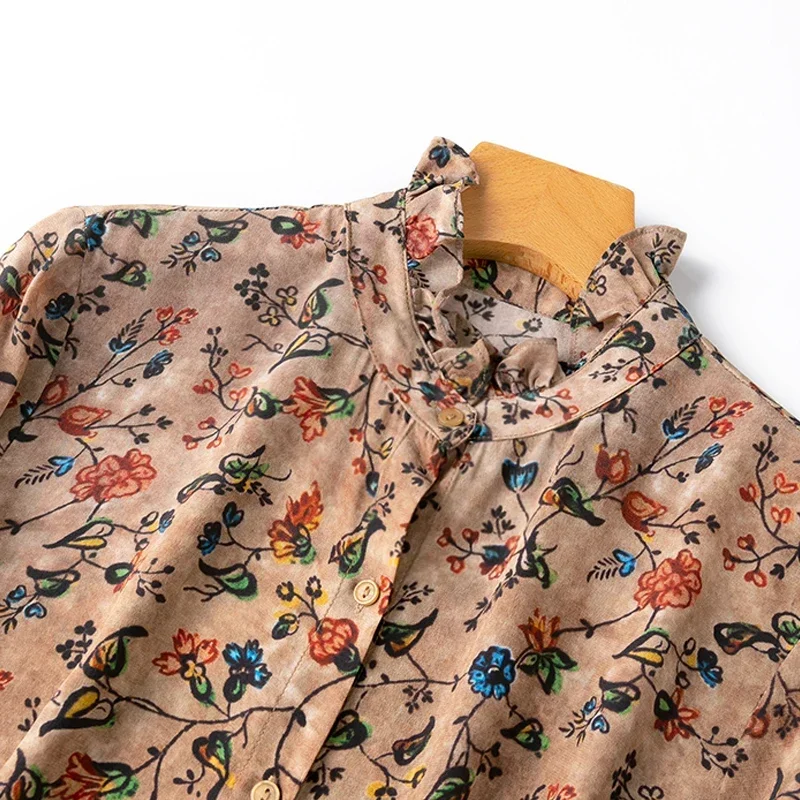 New Spring Real Silk Shirt Women Stand Flower Printed Tops Girl Long Sleeve Commute Temperament Blouses 2024 Autumn T42025QC
New Spring Real Silk Shirt Women Stand Flower Printed Tops Girl Long Sleeve Commute Temperament Blouses 2024 Autumn T42025QC