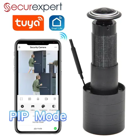2MP 1080P WiFi Video Eye Peephole Camera Motion Detection PIP Mode Two-Way Audio Wireless Door Viewer for Home Security Tuya APP