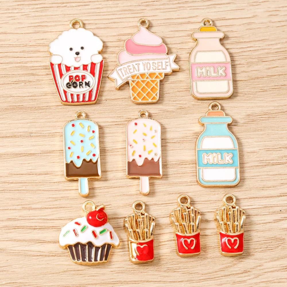 Tusember 10pcs Enamel Cute Food Ice Cream Cake Milk Popcorn Charms Pendants for Necklaces Handmade DIY Jewelry Making Craft
Tusember 10pcs Enamel Cute Food Ice Cream Cake Milk Popcorn Charms Pendants for Necklaces Handmade DIY Jewelry Making Craft