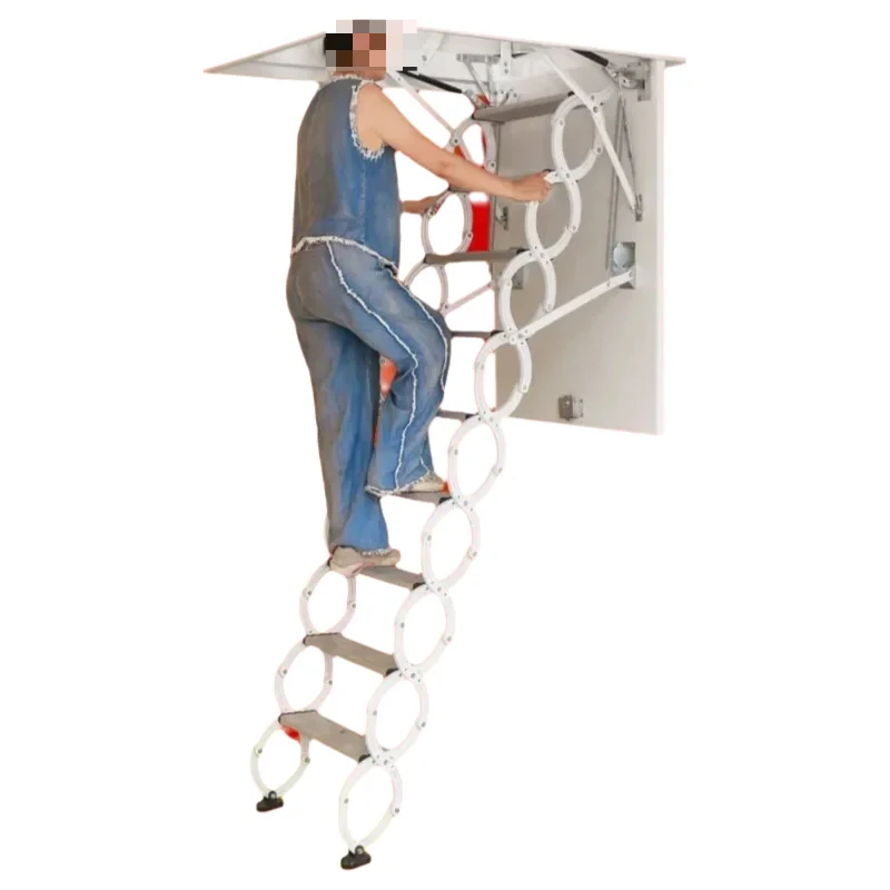 Telescopic Ladder Semi-automatic Titanium Magnesium Carbon Steel Villa Household Indoor Lifting Folding Ladder 
Telescopic Ladder Semi-automatic Titanium Magnesium Carbon Steel Villa Household Indoor Lifting Folding Ladder