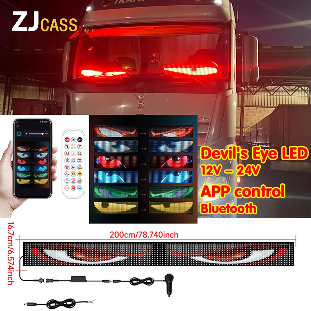 Devil's Eye LED 12V-24V APP Control Car Sign Remote Control scrolling Animation LED Matrix Pixel PanelLED Display Light 60-200cm
Devil's Eye LED 12V-24V APP Control Car Sign Remote Control scrolling Animation LED Matrix Pixel PanelLED Display Light 60-200cm