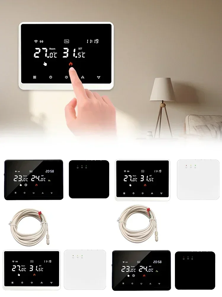 Smart Programmable Thermostat With RF Receiver Weekly Scheduling Function APP & Voice Control For Gas Boiler Water Heating