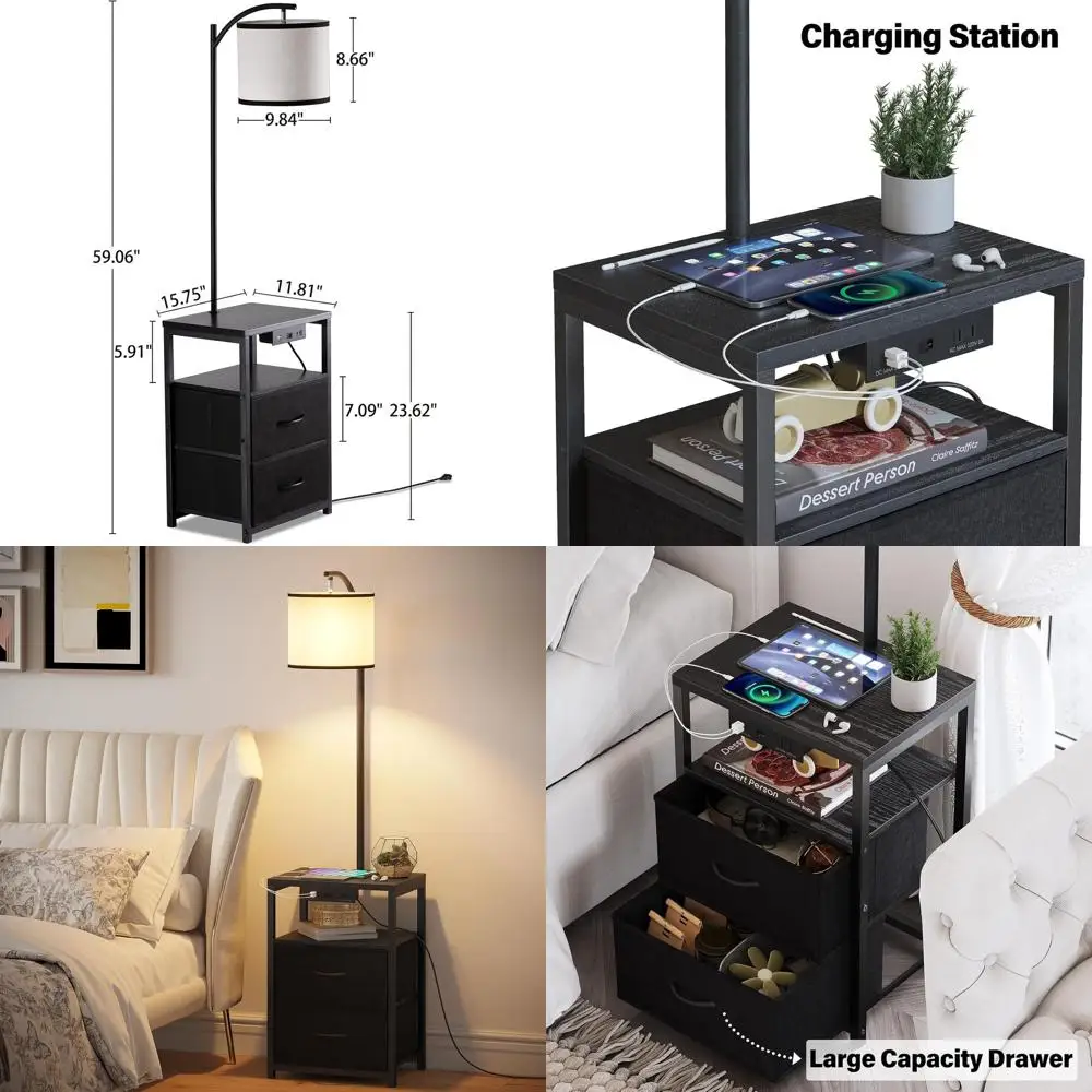 Floor Lamp with Table & Drawers, LED with USB & Outlet, 3-Color Temperature, Ideal for Living Room, Bedroom, Home Office, Black
Floor Lamp with Table & Drawers, LED with USB & Outlet, 3-Color Temperature, Ideal for Living Room, Bedroom, Home Office, Black