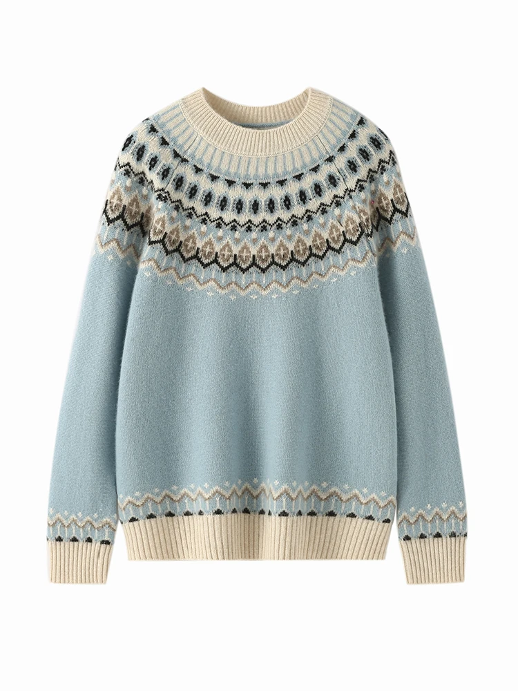 New Chic Women's Cashmere Sweater O-Neck Pullover Faire Isle Sweater Autumn Winter Thick Soft 100% Cashmere Knitwear Tops
New Chic Women's Cashmere Sweater O-Neck Pullover Faire Isle Sweater Autumn Winter Thick Soft 100% Cashmere Knitwear Tops