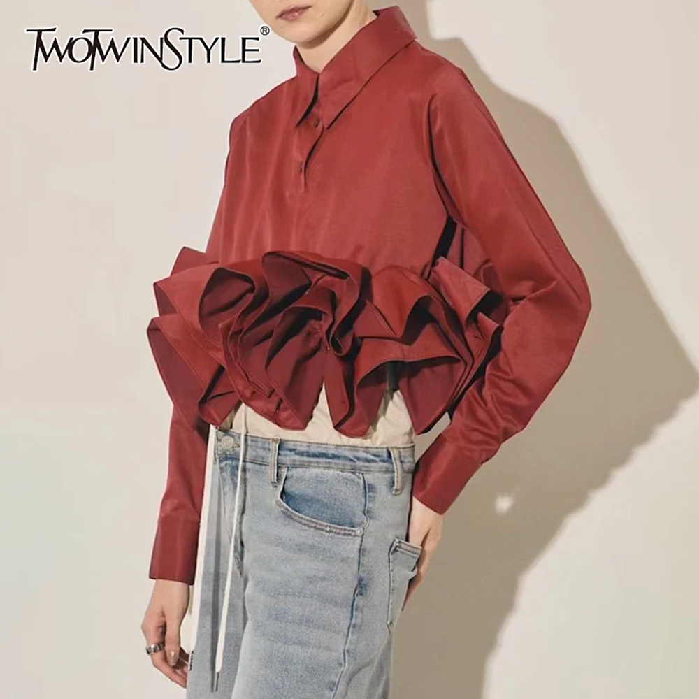 TWOTWINSTYLE однотонная рубашка с грибком, женская свободная рубашка с лацканами и длинными рукавами, милые сексуальные лоскутные женские рубашки с цветочным принтом, осенняя мода
TWOTWINSTYLE однотонная рубашка с грибком, женская свободная рубашка с лацканами и длинными рукавами, милые сексуальные лоскутные женские рубашки с цветочным принтом, осенняя мода