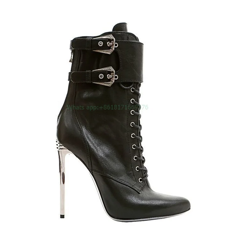Stiletto High Heel Lce up Design Buckle Boots Lady Pointed Toe Golden Ankle Boots Luxury Women Zip Shoes 2024
Stiletto High Heel Lce up Design Buckle Boots Lady Pointed Toe Golden Ankle Boots Luxury Women Zip Shoes 2024